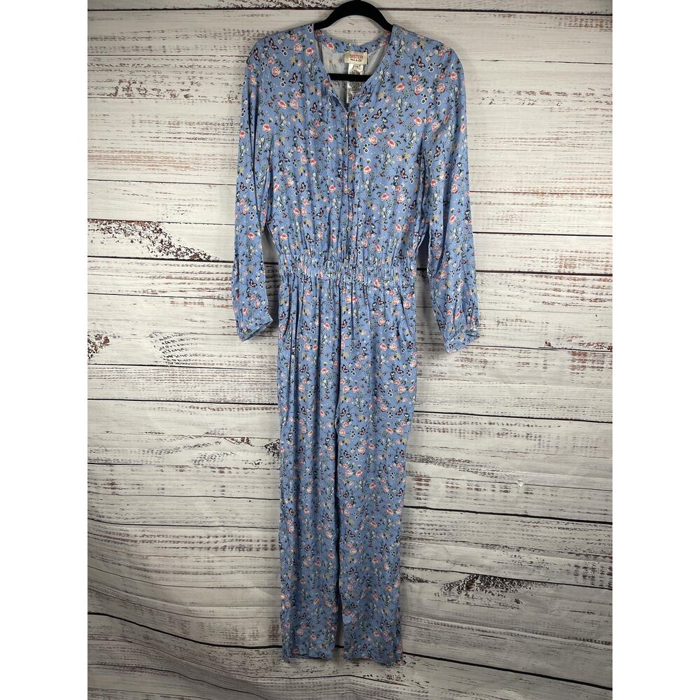 Paul & Joe Sister Jumpsuit Women's 6 Floral Button Up Long Sleeve Pockets Boho